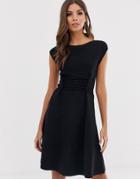 French Connection Katie Lace Up Fit And Flare Dress-black