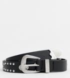 Asos Design Plus Faux Leather Slim Belt In Black With Western Buckle And Studding - Black