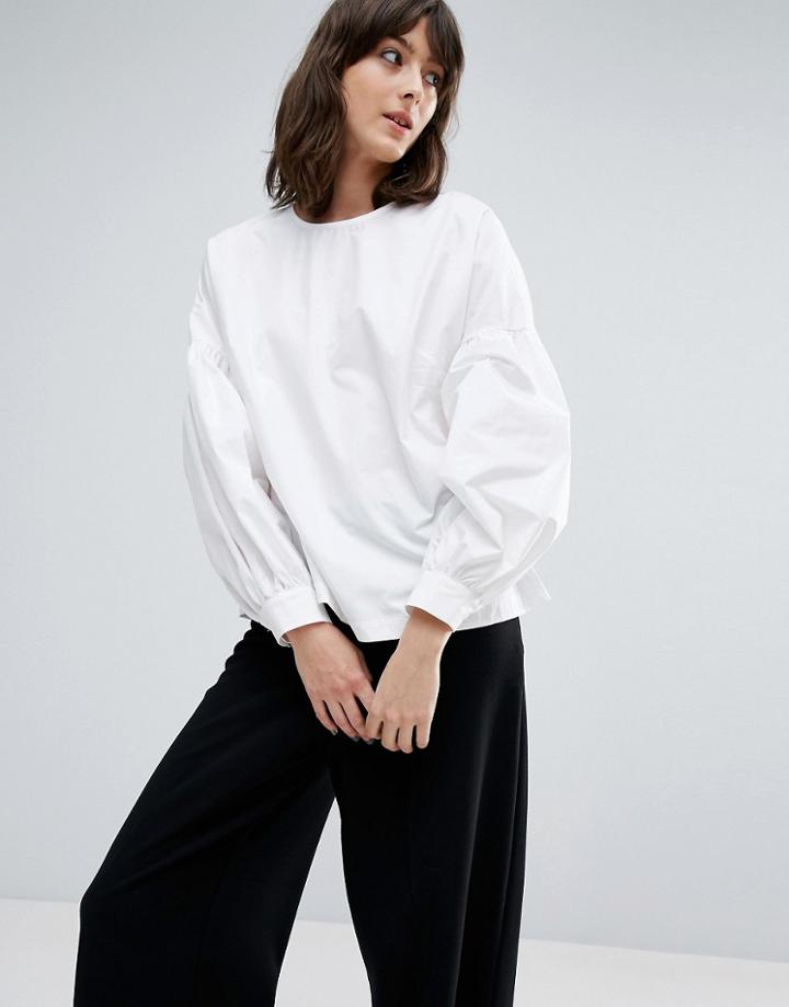 Asos White Extreme Puff Sleeve Top - White