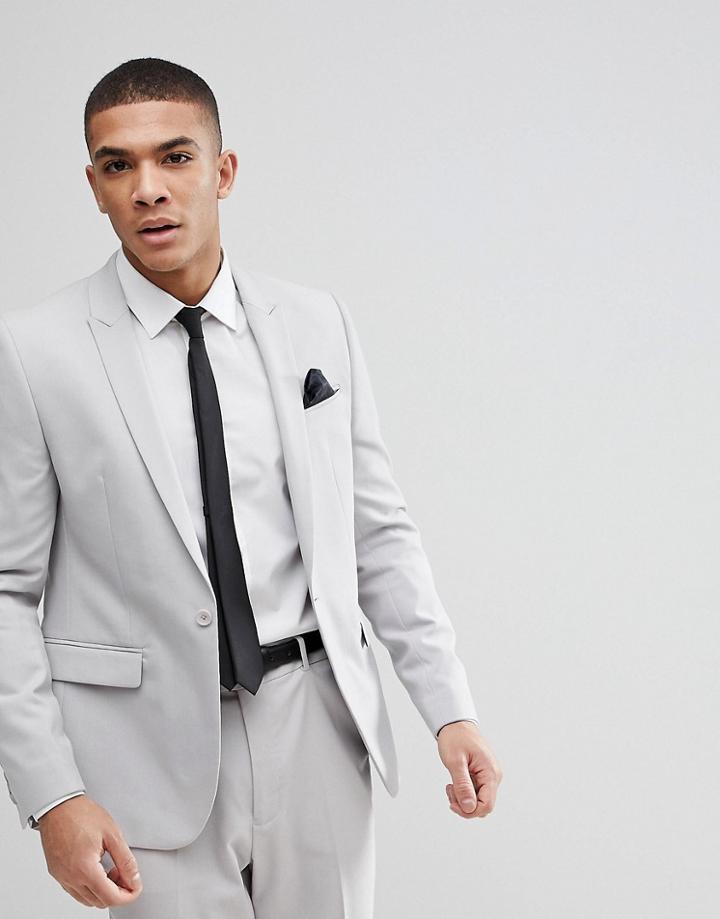 Asos Skinny Suit Jacket In Ice Gray