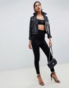 Asos Design Skinny Pants With Super High Waist-black