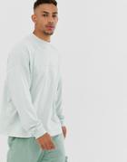 Asos Design Oversized Long Sleeve T-shirt With Seam In Pale Green-blue