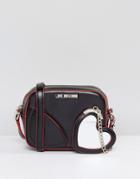 Love Moschino Cross Body Bag With Attached Heart Chain - Black