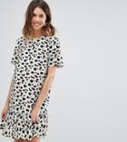 Asos Design Maternity Drop Waist Mini Dress In Animal Print - Multi