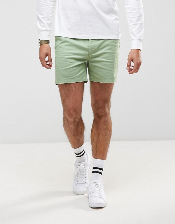 Asos Slim Shorter Shorts In Light Green - Green