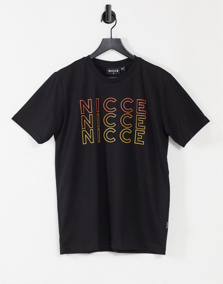 Nicce Trois Chest Print T-shirt In Black