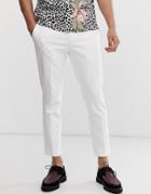 Twisted Tailor Tapered Cropped Pants In White - White