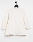 Monki Simone Organic Cotton Volume Sleeve Sweatshirt In White