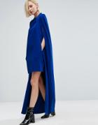 Asos White Mini Dress With Maxi Cape - Navy
