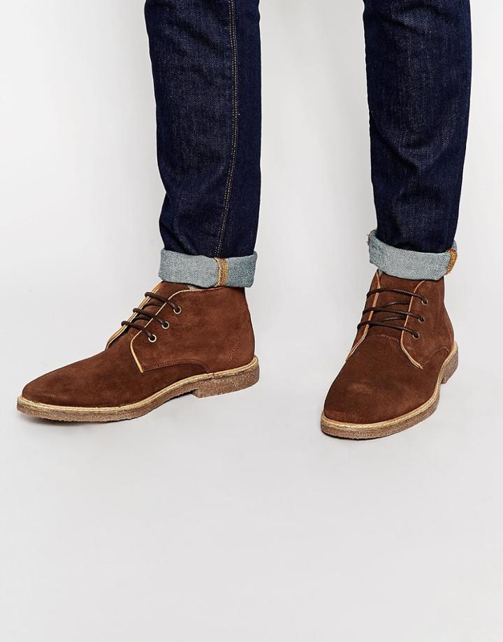 Asos Desert Boots In Brown Suede With Leather Details - Brown