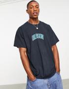 Topman Oversized Fit T-shirt With Oregon Print In Washed Black