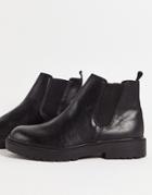 Topman Faux Leather Chelsea Boots In Black