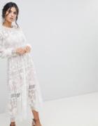 Forever New Floral Organza Sheer Midaxi Dress - White