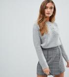 Fashion Union Petite Slouchy Embellished Sweater - Gray