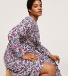 Mango Curve Vintage Floral V Neck Midi Dress In Multi