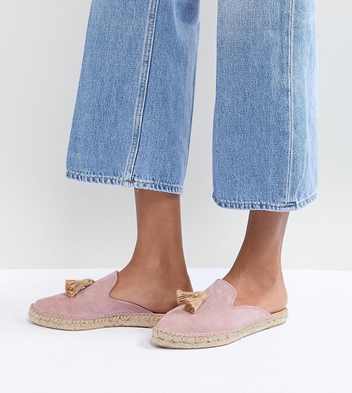 Park Lane Suede Espadrille Mules - Pink