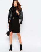 Vila D-ring Wrap Front Skirt - Black