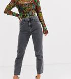Noisy May Petite Straight Leg Jeans In Washed Black