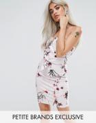 Missguided Petite Floral Bodycon Dress - Beige