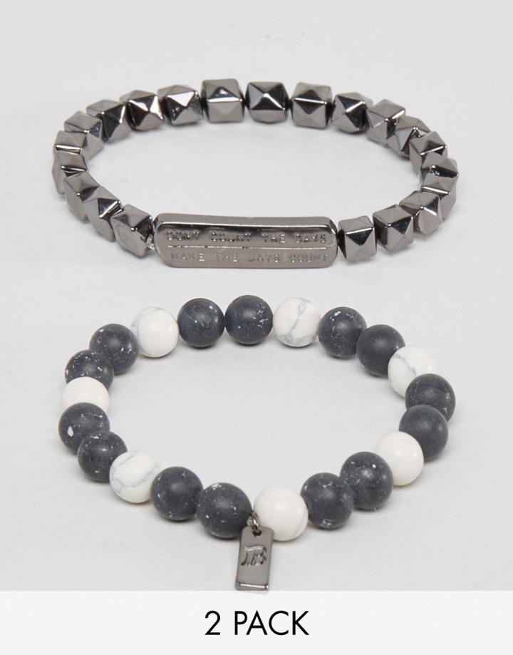 Icon Brand White Beaded Bracelets In 2 Pack Exclusive To Asos - White