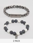Icon Brand White Beaded Bracelets In 2 Pack Exclusive To Asos - White