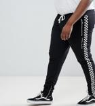 Criminal Damage Plus Skinny Joggers With Checkerboard Stripe Exclusive To Asos - Black