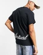 Asos Actual T-shirt In Black With Front And Back Logo Print