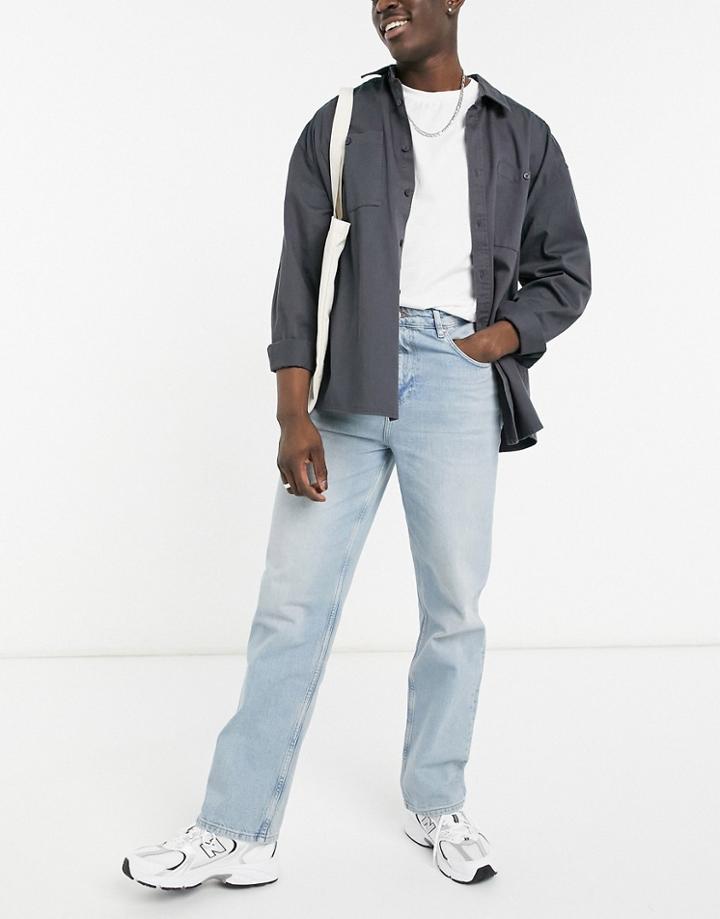 Asos Design Relaxed Jeans In Vintage Light Wash-blues