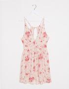 Asos Design Tiered Mini Sundress With Lace Inserts In Wallpaper Floral Print-multi