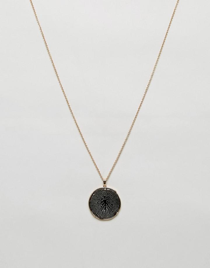 Asos Pendant With Cut Out Design In Gold - Gold