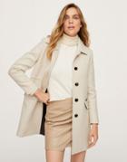 Mango Button Front Tailored Coat With Collar In Cream-neutral