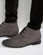 Asos Lace Up Chukka Boots In Gray Faux Suede - Gray