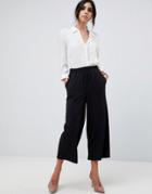 Asos Design Cropped Straight Leg Pants In Jersey Crepe - Black