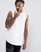 Asos Longline Tank With Dropped Armhole And Curve Hem In White - White
