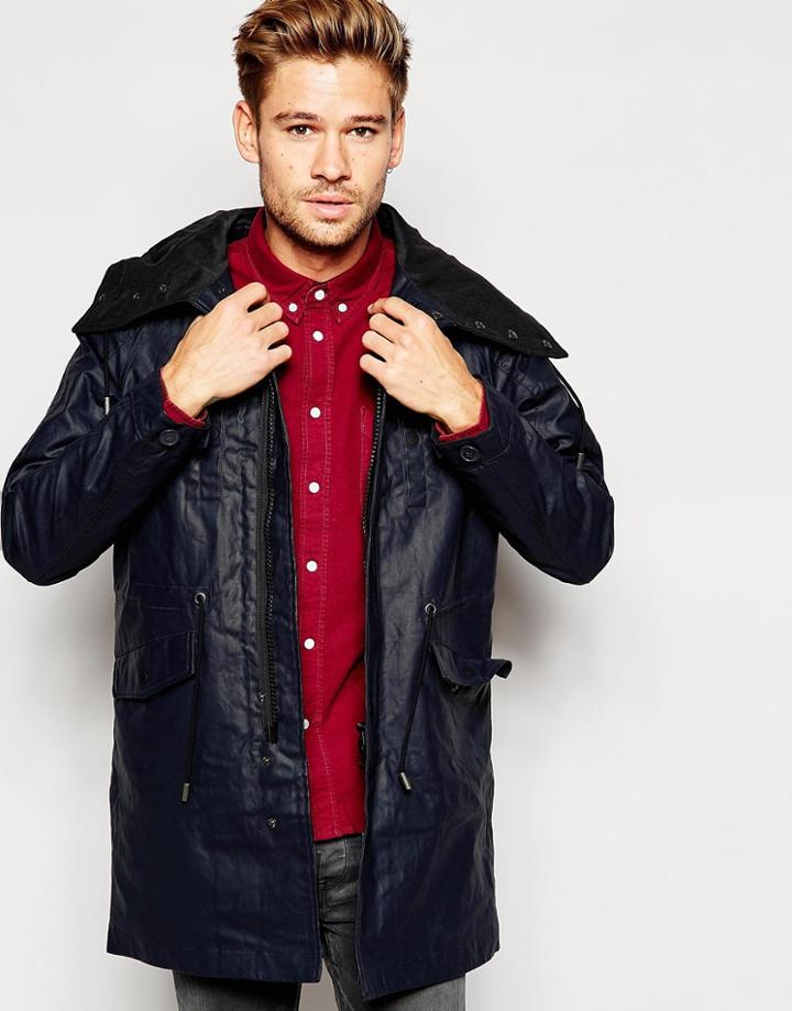 Native Youth Wax Parka - Navy