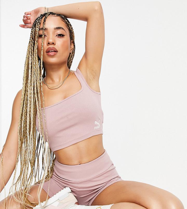 Puma Ribbed Crop Top In Pink - Exclusive To Asos