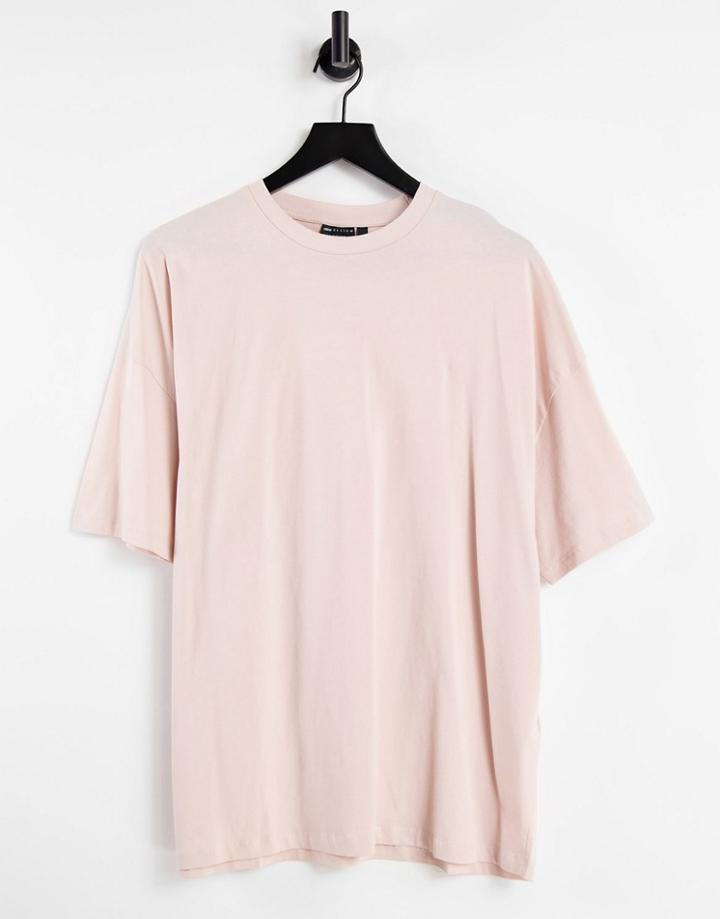 Asos Design Oversized T-shirt In Washed Peach-orange