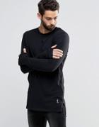 Religion Long Sleeve T-shirt With Stepped Front - Black