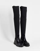 Asos Design Gravity Over The Knee Wellie Boots In Black