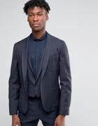 Hart Hollywood By Nick Hart Slim Suit Jacket With Shawl Lapel In Texture - Blue