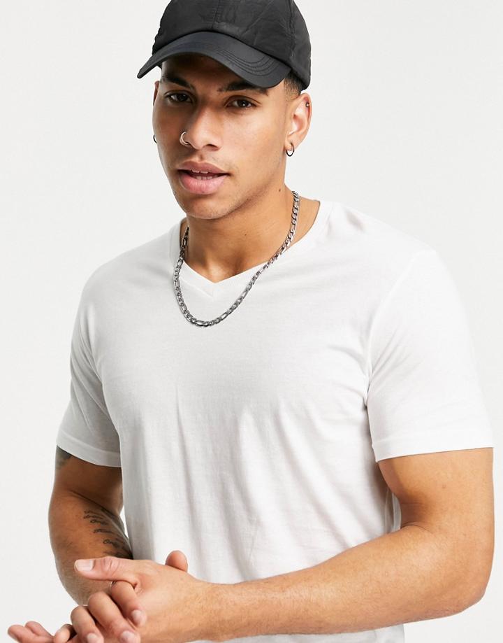 Brave Soul Short Sleeve V-neck T-shirt In White