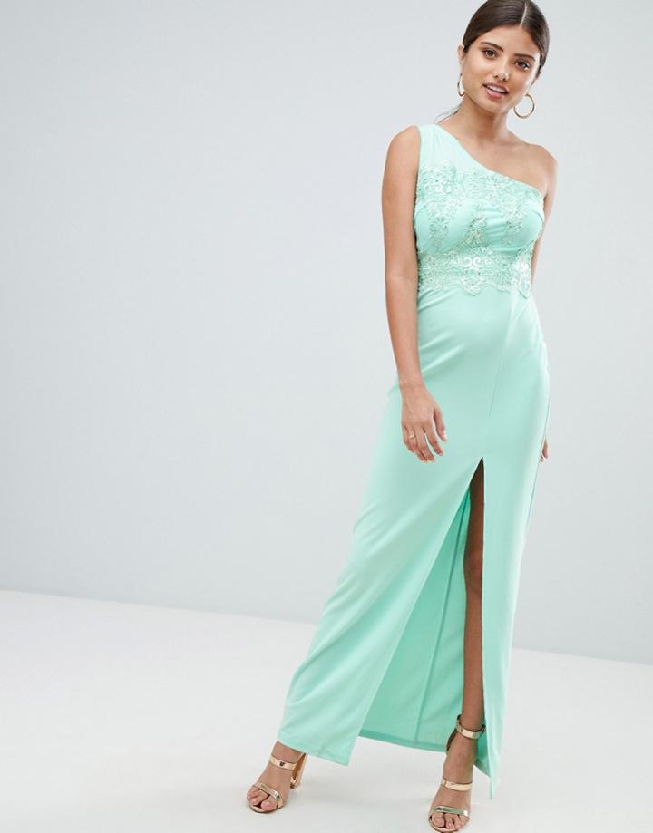 Ax Paris Asymmetric Maxi Dress With Side Split-green
