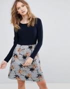 Traffic People Double Take Dress With Palm Print Skirt - Multi