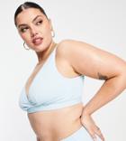 Peek & Beau Curve Exclusive Triangle Bikini Top In Baby Blue Scrunch