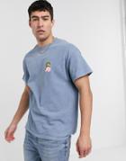 New Look Oversized Varsity Print T-shirt In Blue Wash-blues