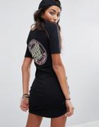 Santa Cruz Bodycon T-shirt Dress With Disc Back Print - Black