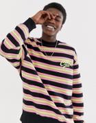 Collusion Striped Sweatshirt With Print - Multi