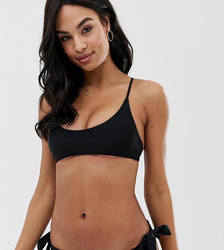 South Beach Exclusive Mix And Match Deep Scoop Bikini Top In Black