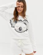 Gilly Hicks Koala Fleece Loungewear Pyjama Top - White