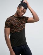 Asos Half And Half T-shirt With Butterfly Print - Black